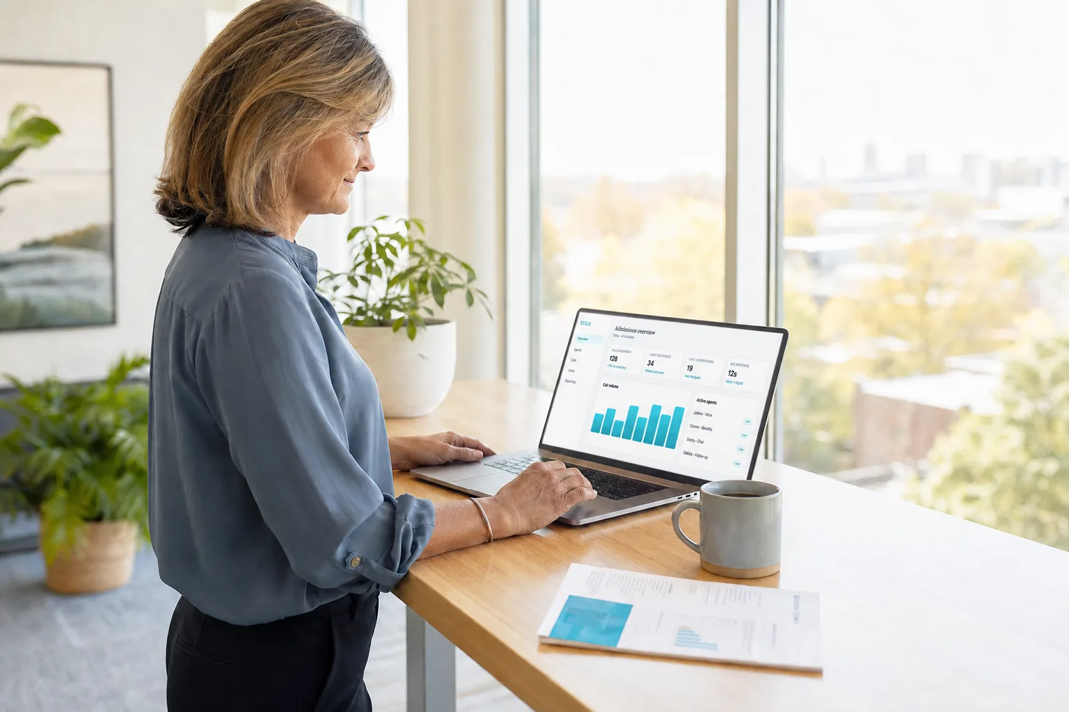 A director reviewing the admissions dashboard